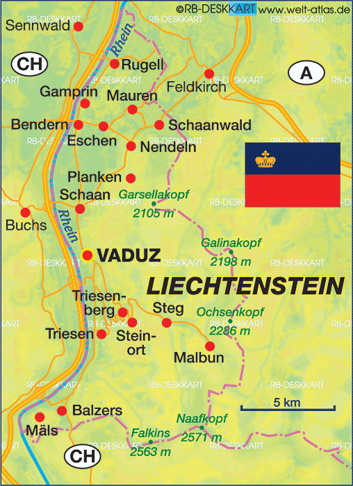 Karte von Liechtenstein (Land / Staat)