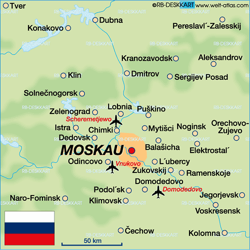 Karte von Moskau (Region in Russland)