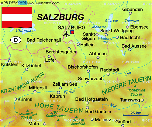Karte von Salzburg (Bundesland / Provinz in Österreich)