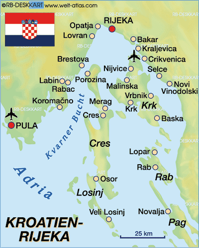 Map of Rijeka (Region in Croatia)