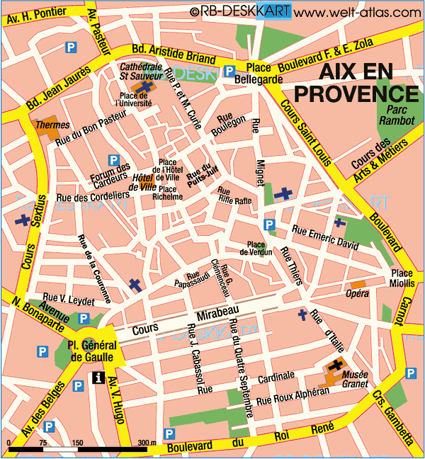 Karte von Aix en Provence (Stadt in Frankreich)