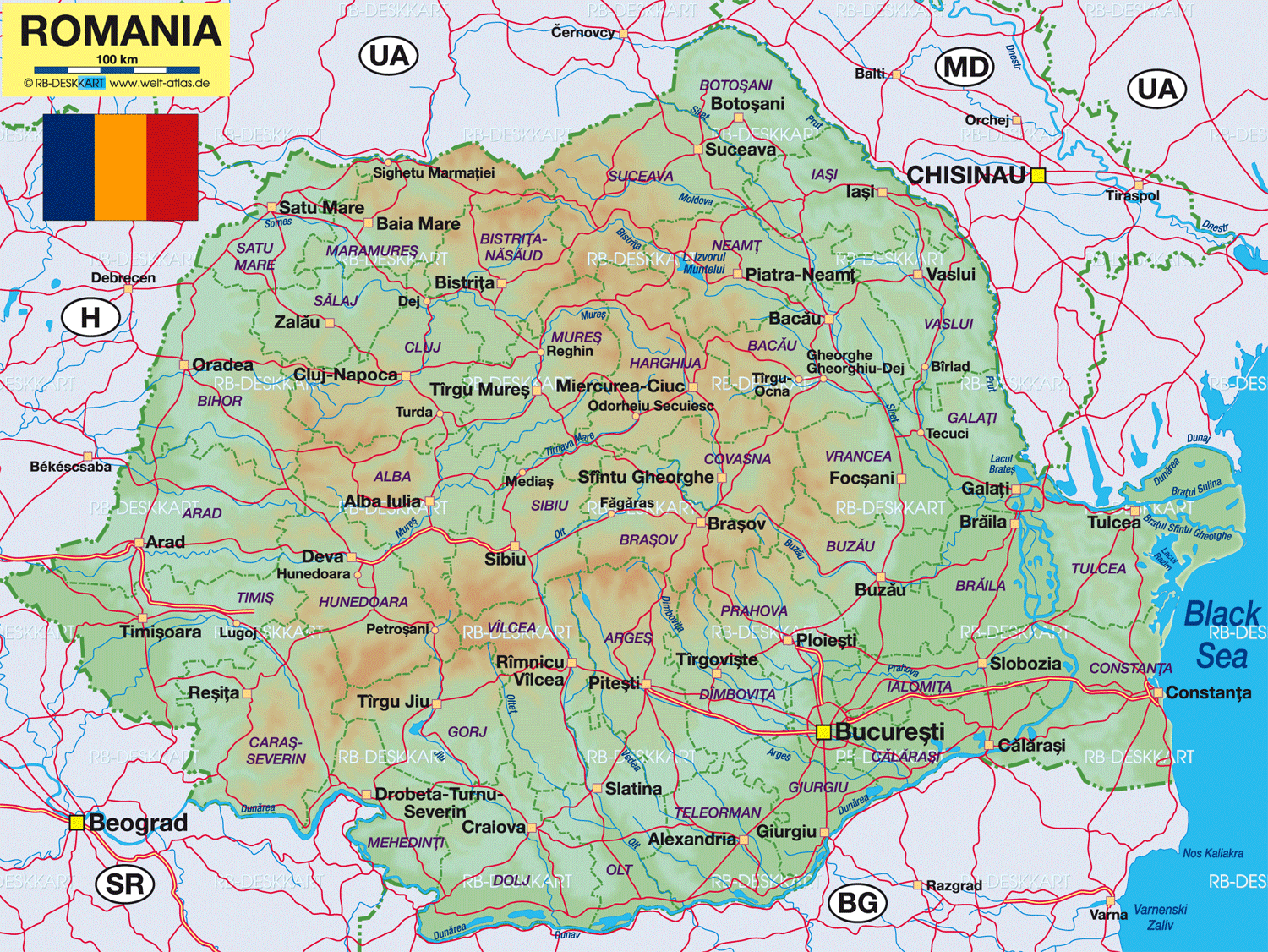 Map of Romania (Country)