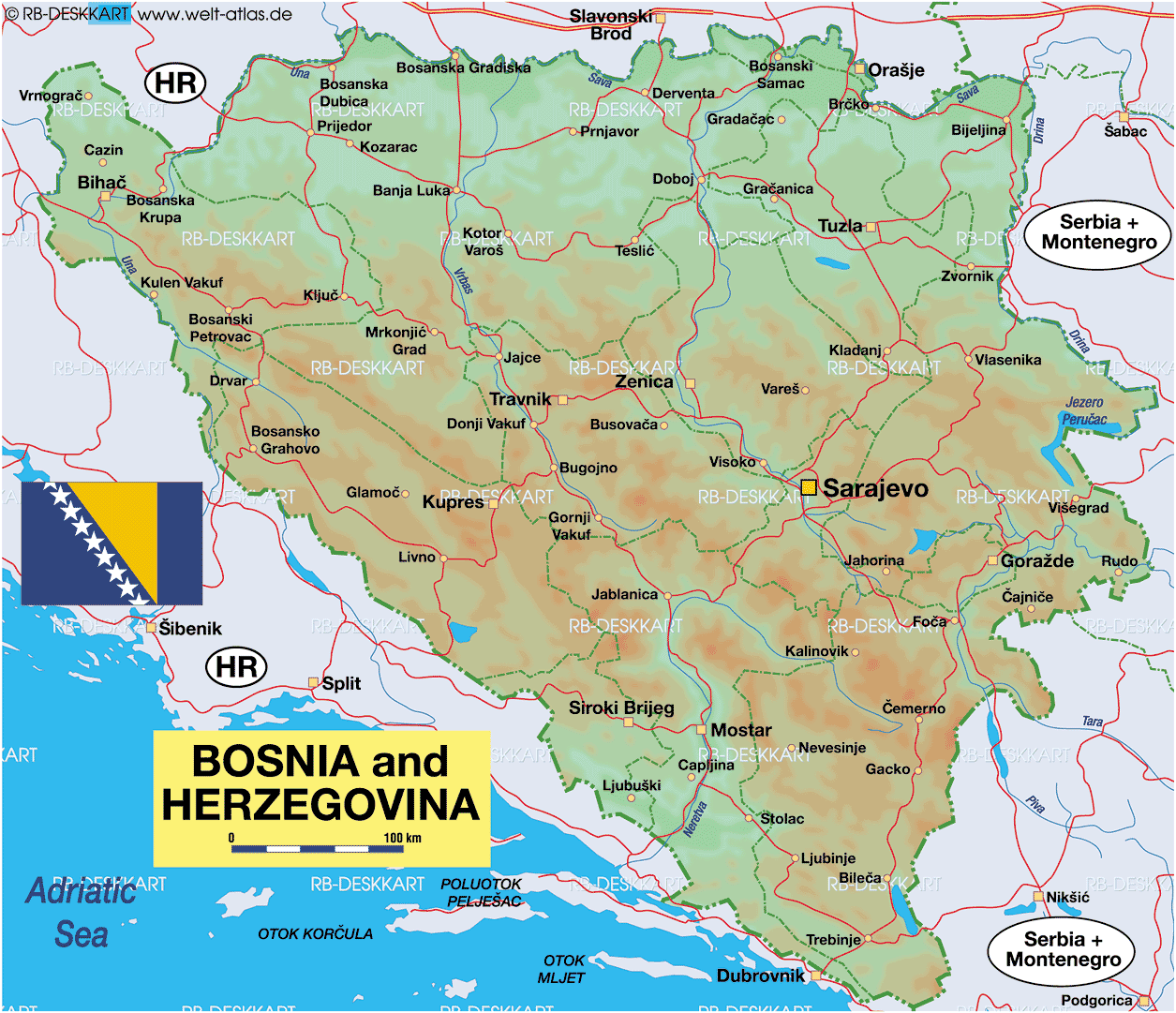 Karte von Bosnien und Herzegowina (Land / Staat)