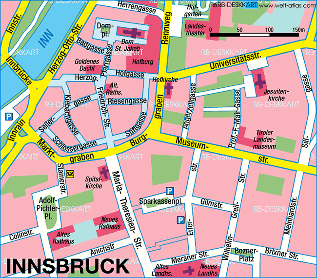 Map of Innsbruck, center (City in Austria)