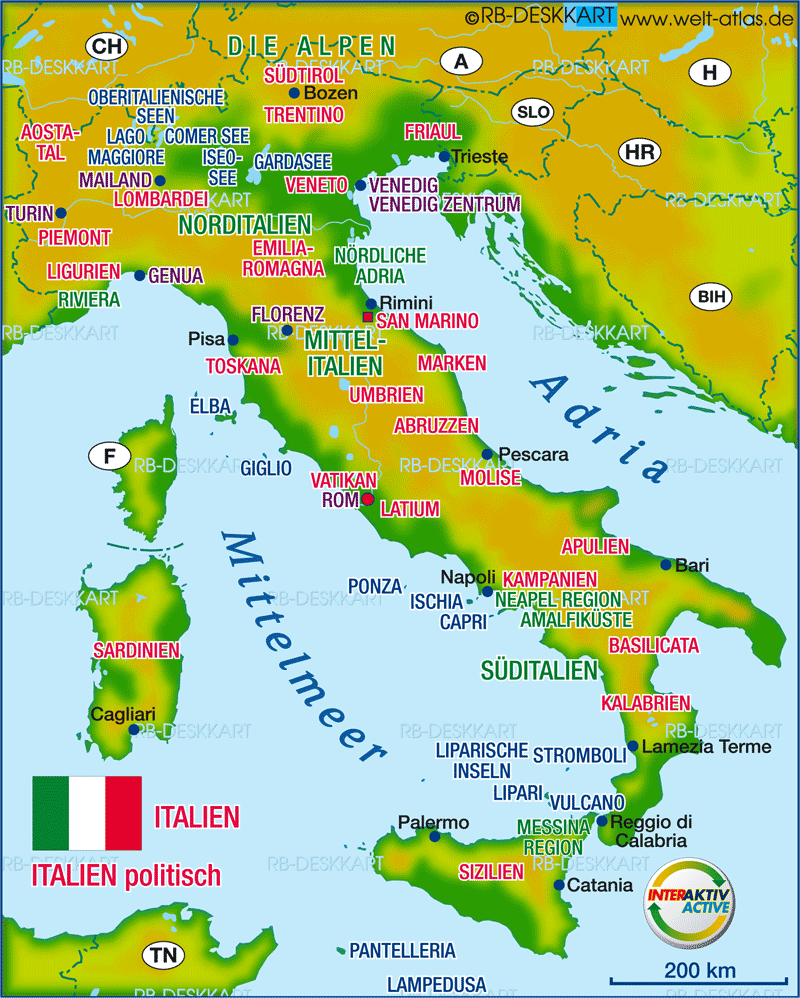 karte italien bibione Karte Von Italien Interaktiv Land Staat Welt Atlas De karte italien bibione