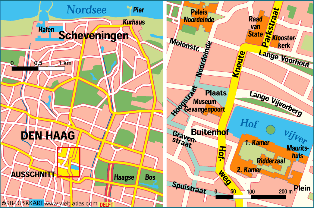 Map of The Hague (Capital in Netherlands)