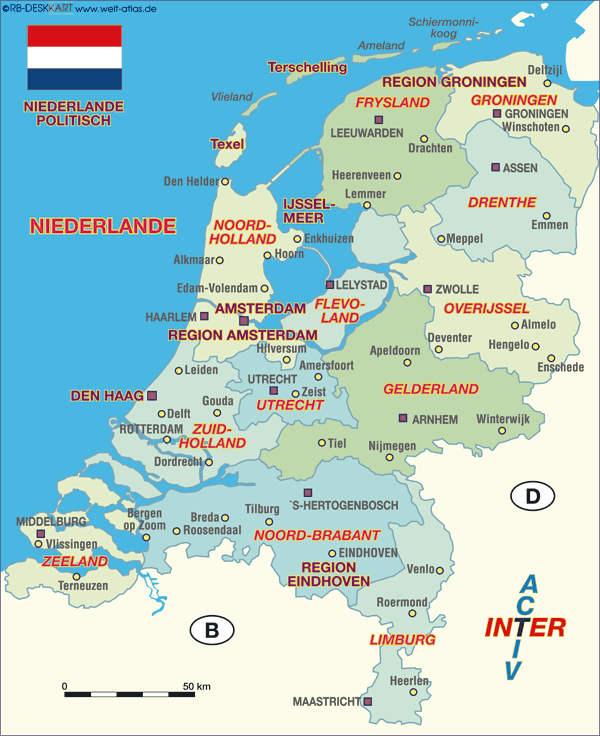 Karte von Niederlande (Land / Staat) | Welt-Atlas.de