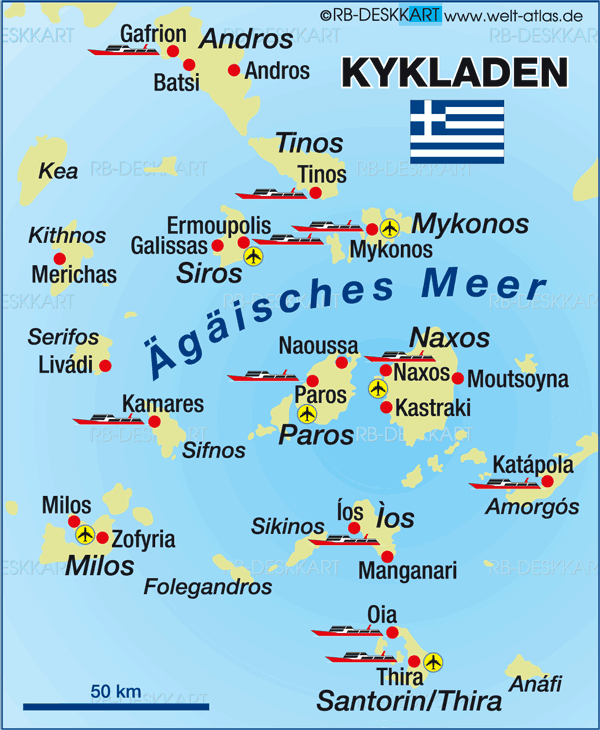 Karte von Kykladen (Region in Griechenland)