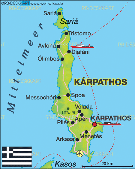 Karte von Karpathos (Insel in Griechenland)