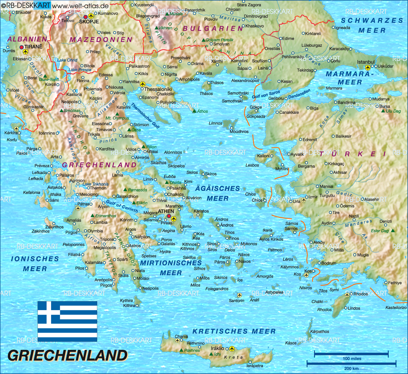 Karte von Griechenland (Land / Staat)