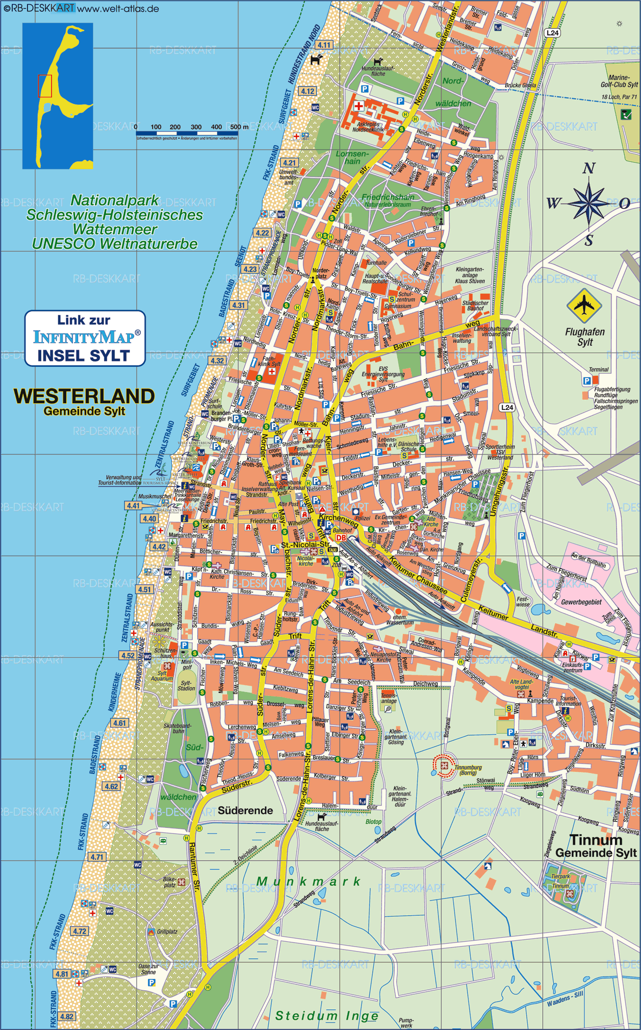 Karte von Westerland / Sylt (Stadt in Deutschland, Schleswig-Holstein)