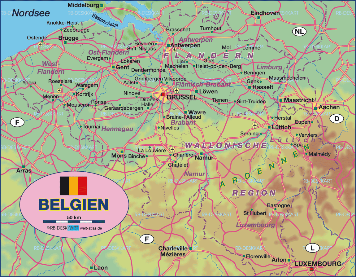 Karte von Belgien (Region)