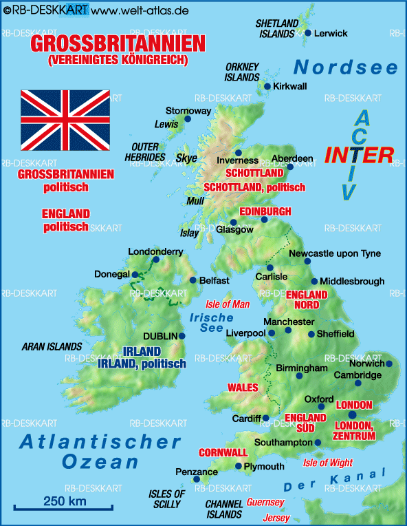 Karte von Großbritannien (Land / Staat)