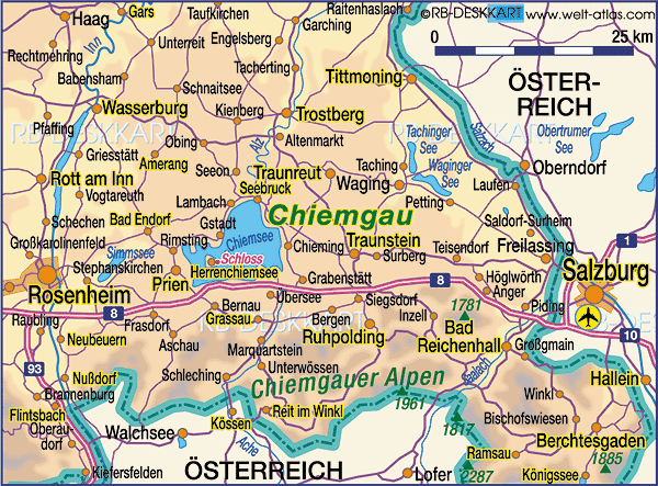 Karte von Chiemgau (Region in Deutschland, Bayern)