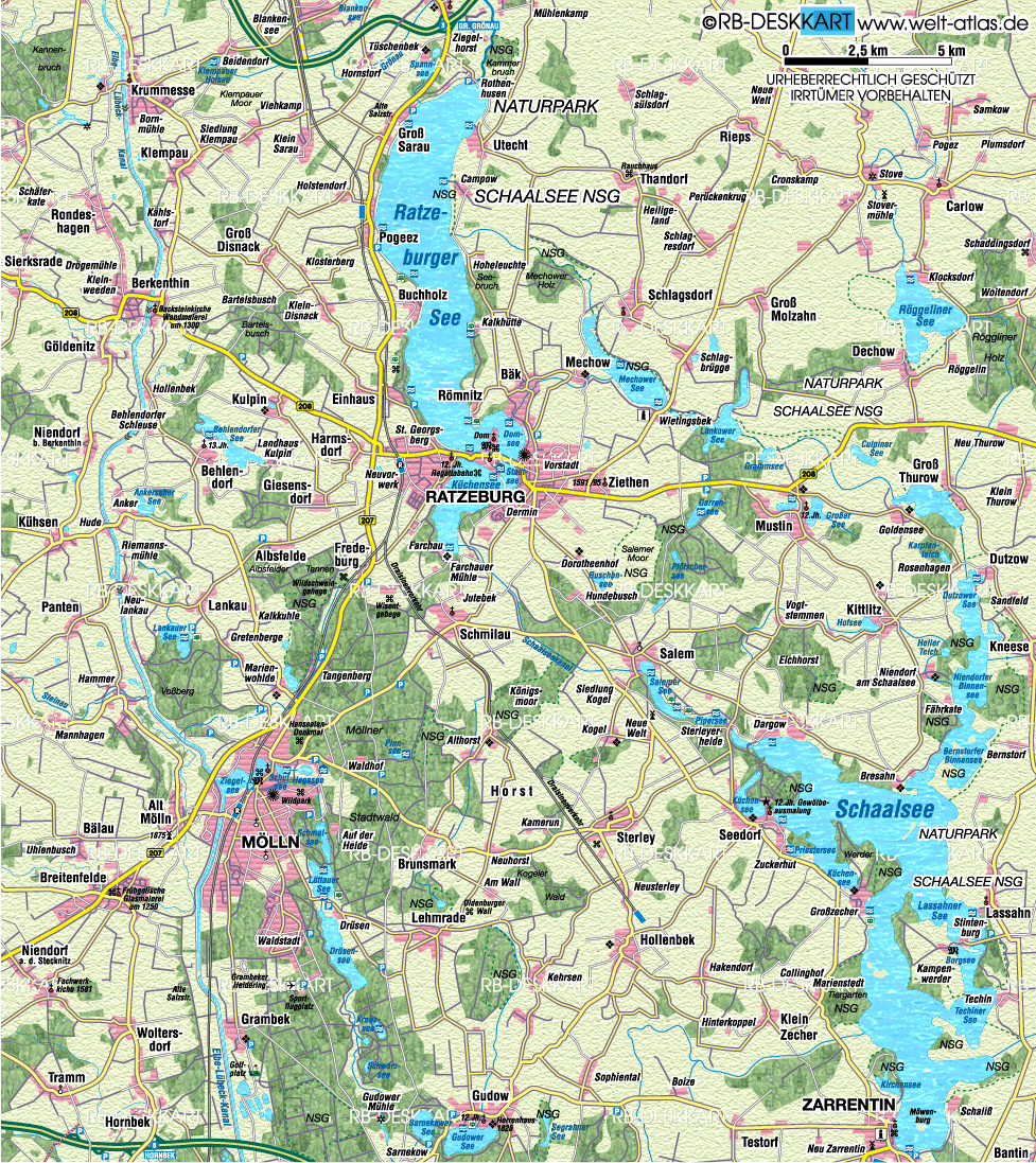 Karte von Lauenburgische Seen (Region in Deutschland, Schleswig-Holstein)