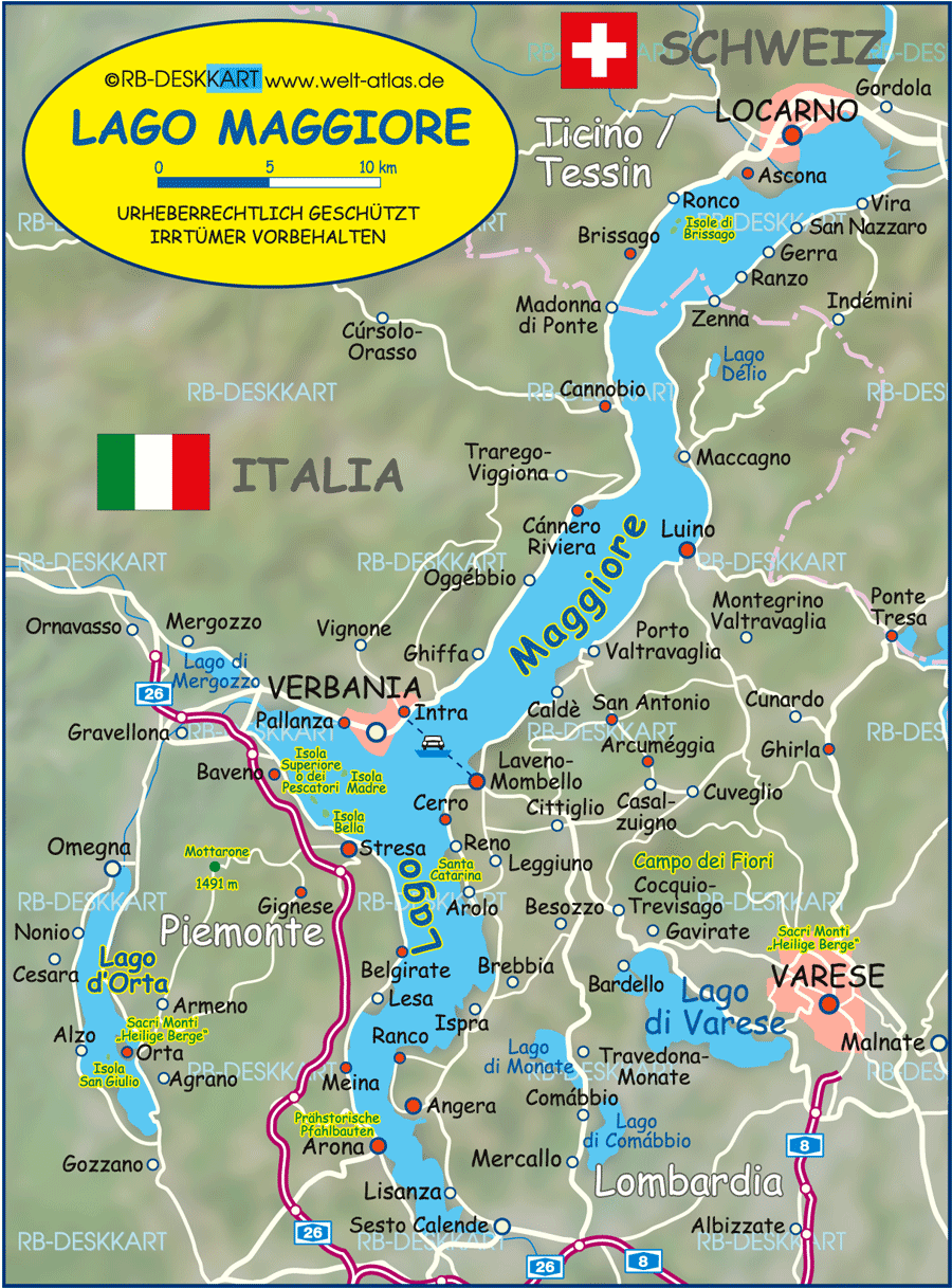 tourist map of italian lakes