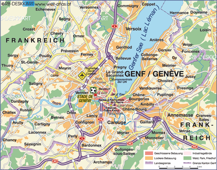 Karte von Genf (Stadt in Schweiz)