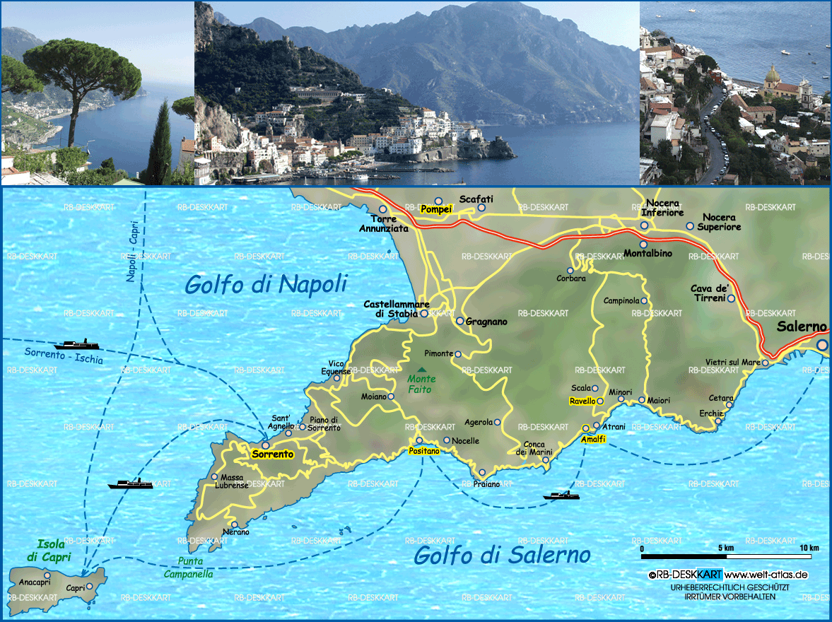 Map of Amalficoast (Region in Italy Campania)