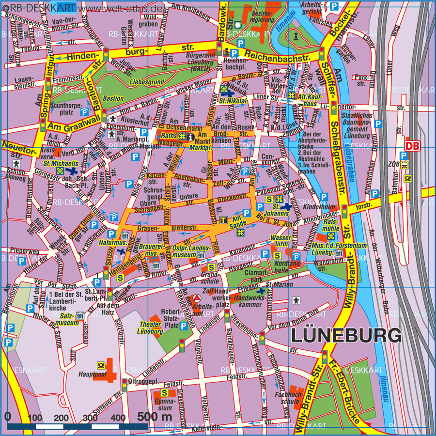 Map of Lüneburg (City in Germany, Lower Saxonia)