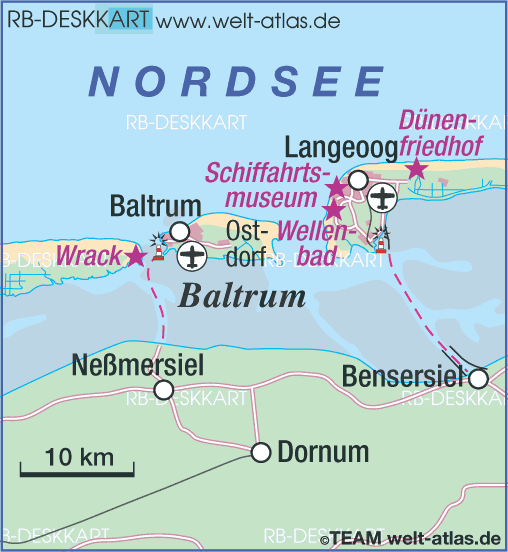 Karte von Baltrum (Insel in Deutschland Niedersachsen)