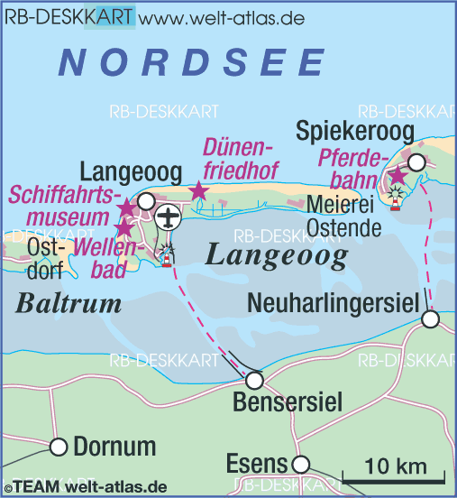 Map of Langeoog (Island in Germany Lower Saxonia)