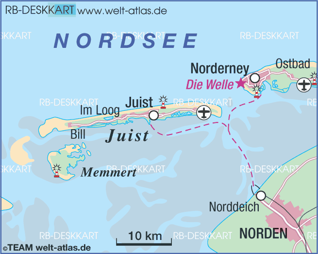 Karte von Juist (Insel in Deutschland, Niedersachsen)