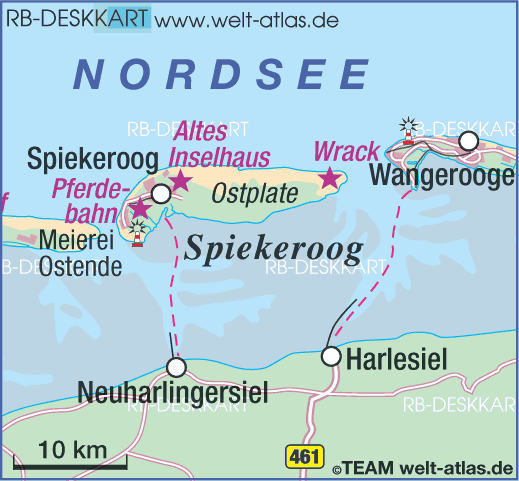 Map of Spiekeroog (Island in Germany Lower Saxonia)