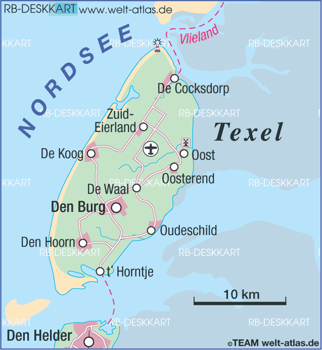 Karte von Texel (Insel in Niederlande)