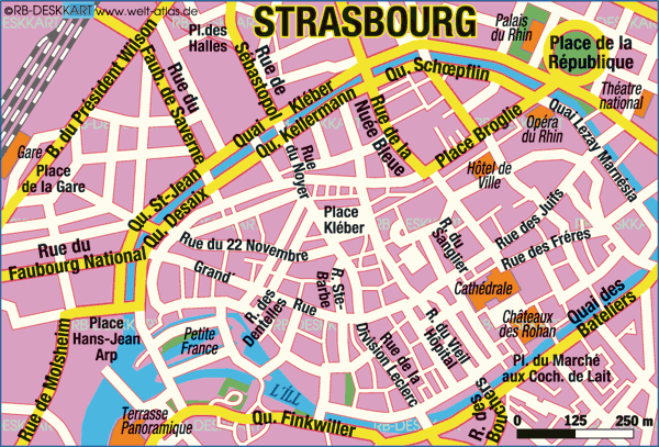 Karte von Strassburg (Stadt in Frankreich)