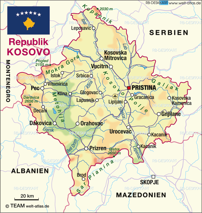 Map of Kosovo (Country)