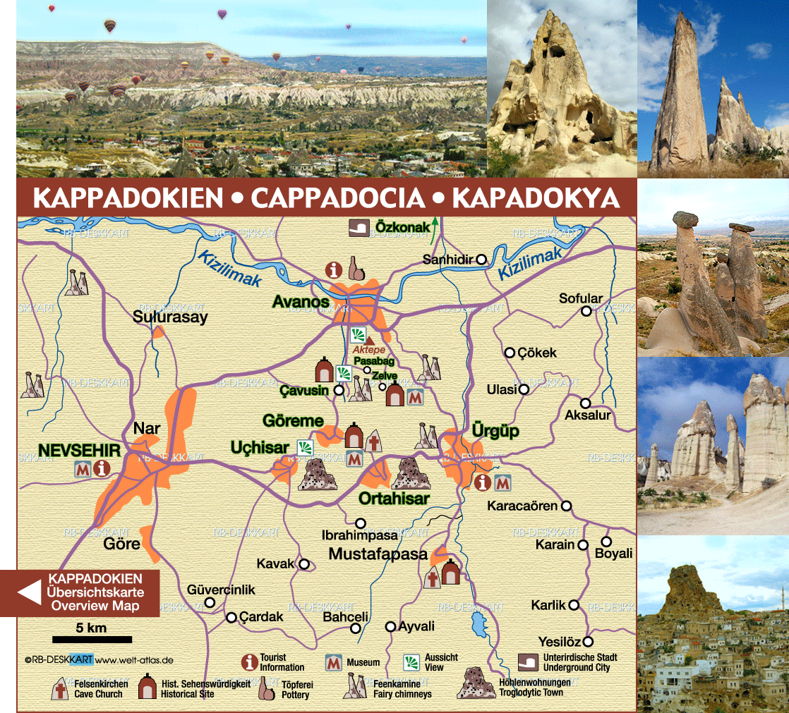 Map of Cappadocia (Region in Turkey)