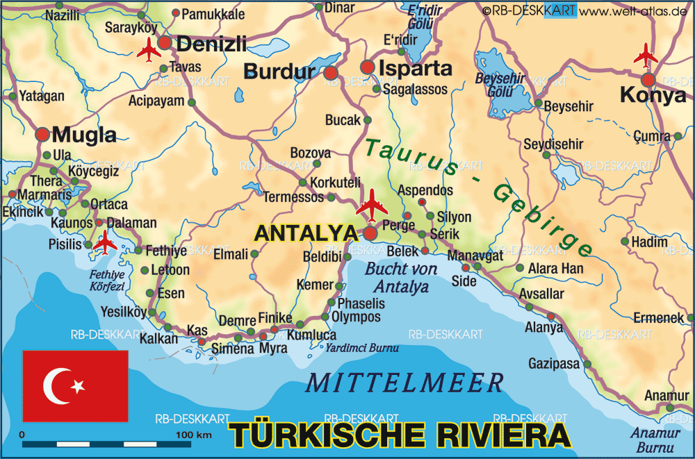Map of Turkish Riviera (Region in Turkey)