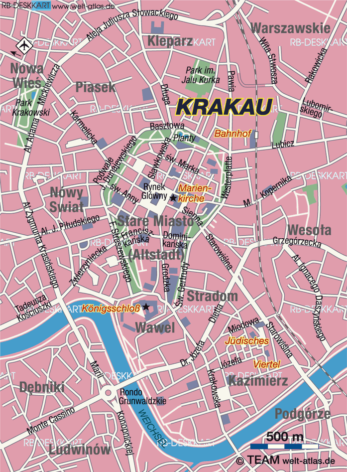 Karte von Krakau (Stadt in Polen) | Welt-Atlas.de