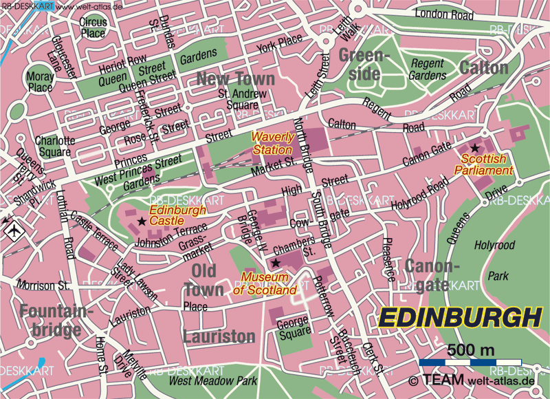Karte von Edinburgh (Stadt in Vereinigtes Königreich, Schottland)