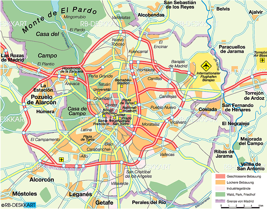 Karte von Madrid (Stadt in Spanien)