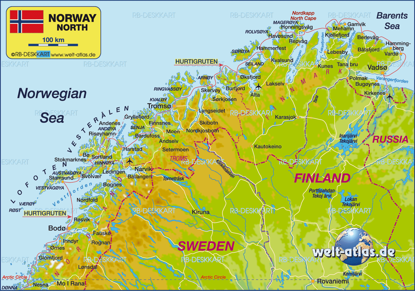 Karte von Nordnorwegen (Region in Norwegen)