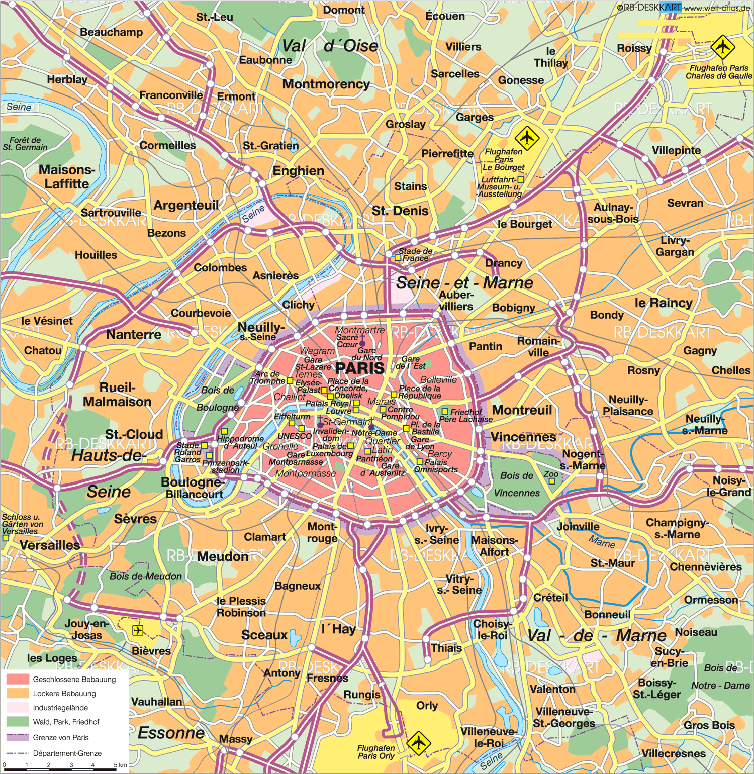 Karte von Paris (Stadt in Frankreich)