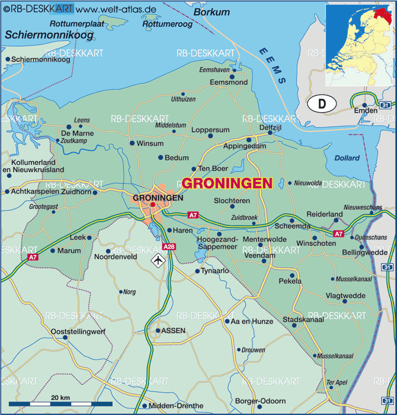Map of Groningen (State / Section in Netherlands)