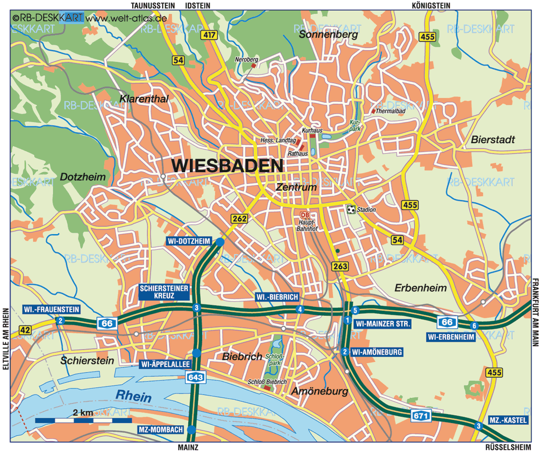 Landkarte Wiesbaden