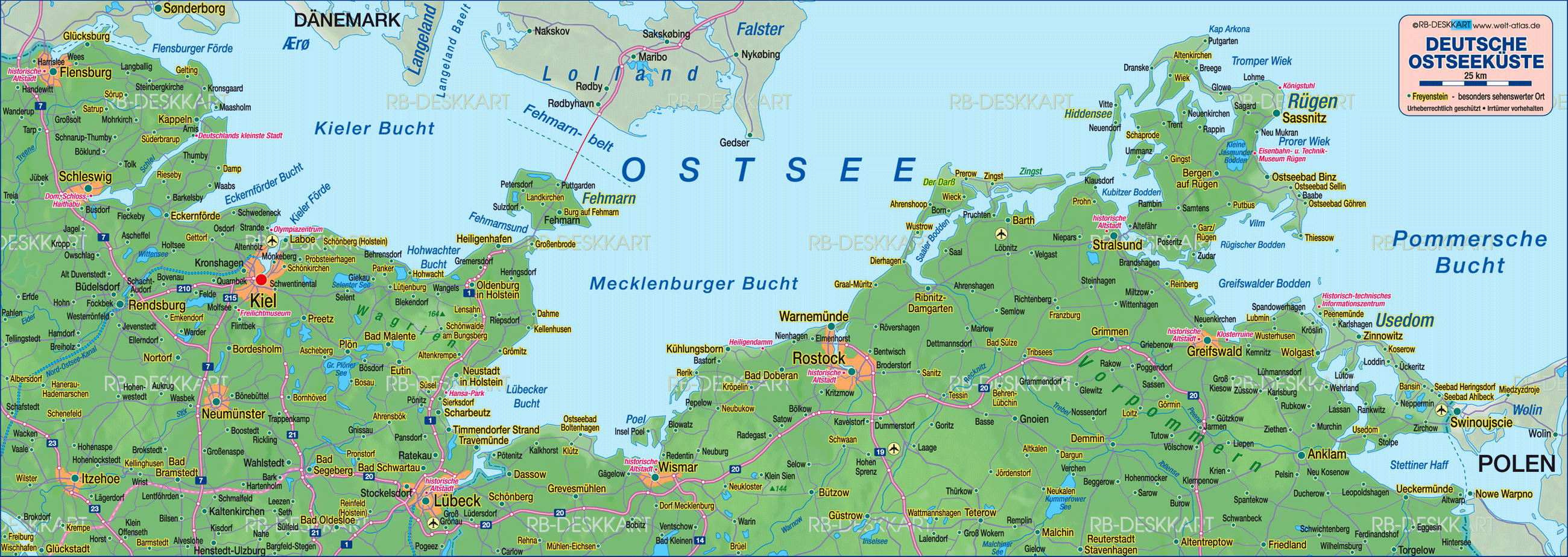 Map of Baltic Sea, german coast (Region in Germany)