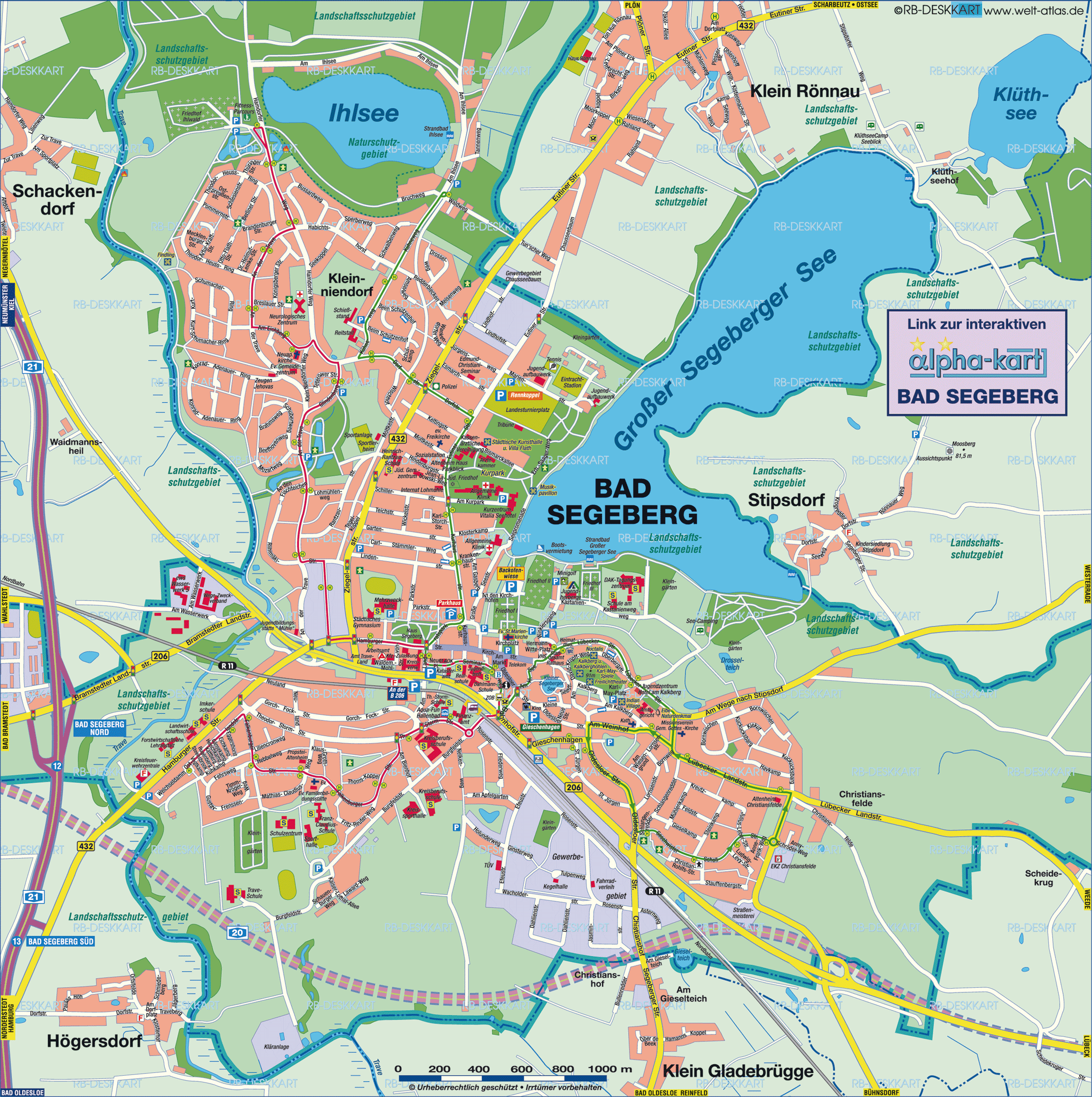 Karte von Bad Segeberg (Stadt in Deutschland, Schleswig-Holstein)