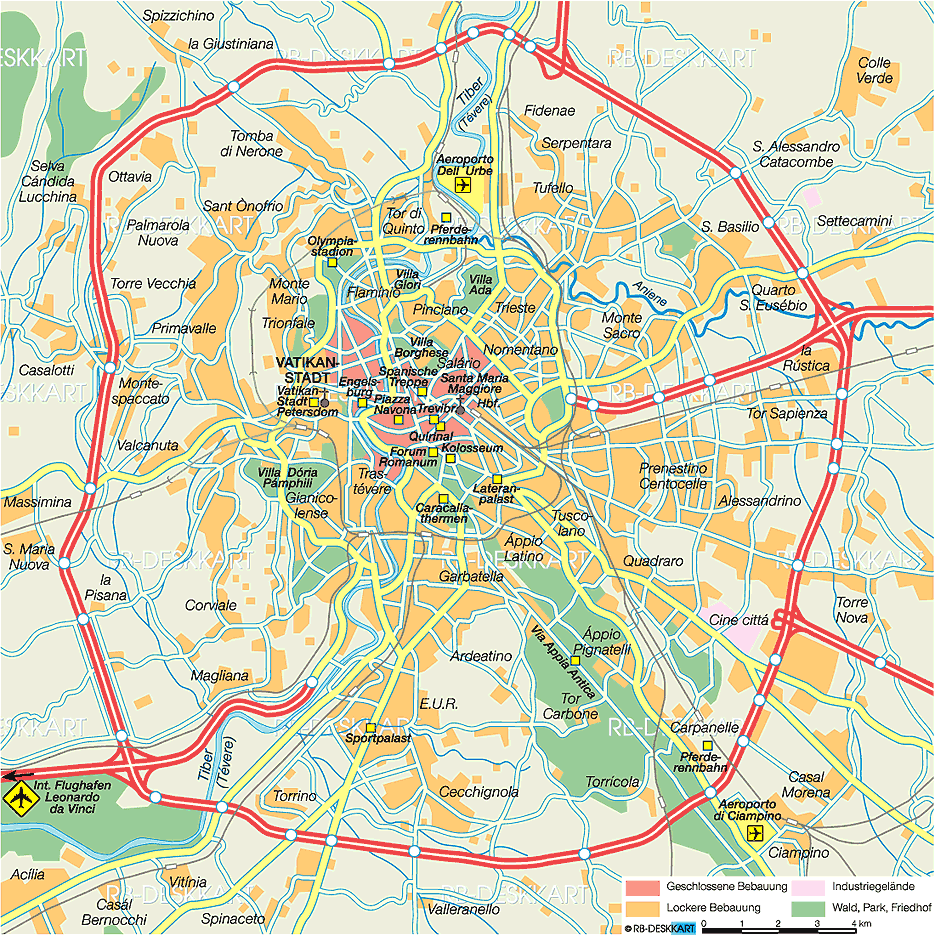 Map of Rome (City in Italy)