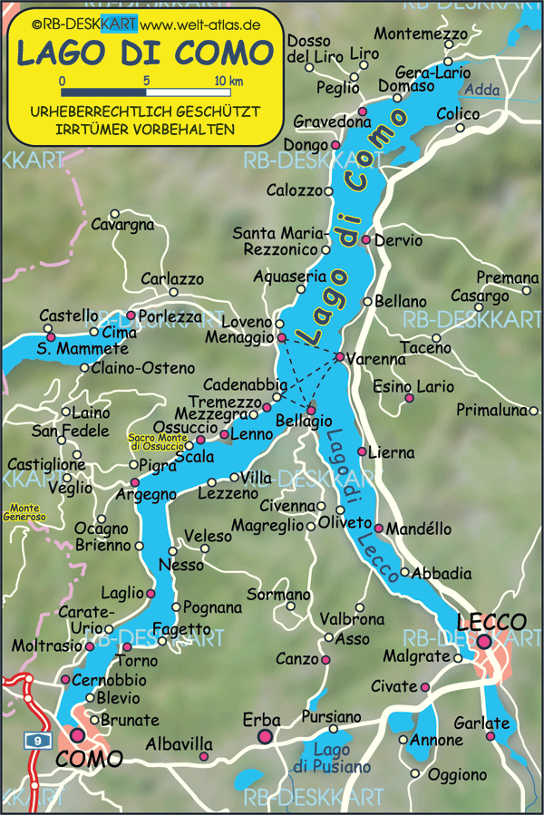 Map of Lake Como (Region in Italy)