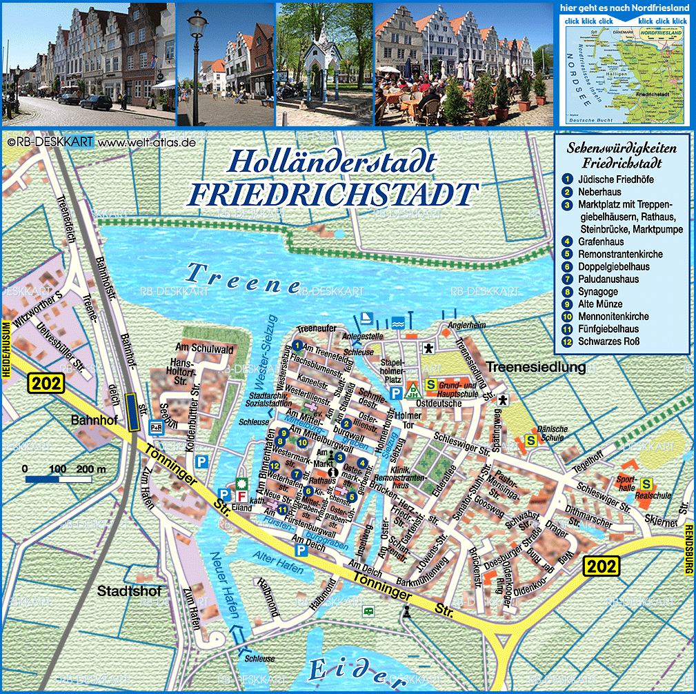 Map of Friedrichstadt (City in Germany, Schleswig-Holstein)