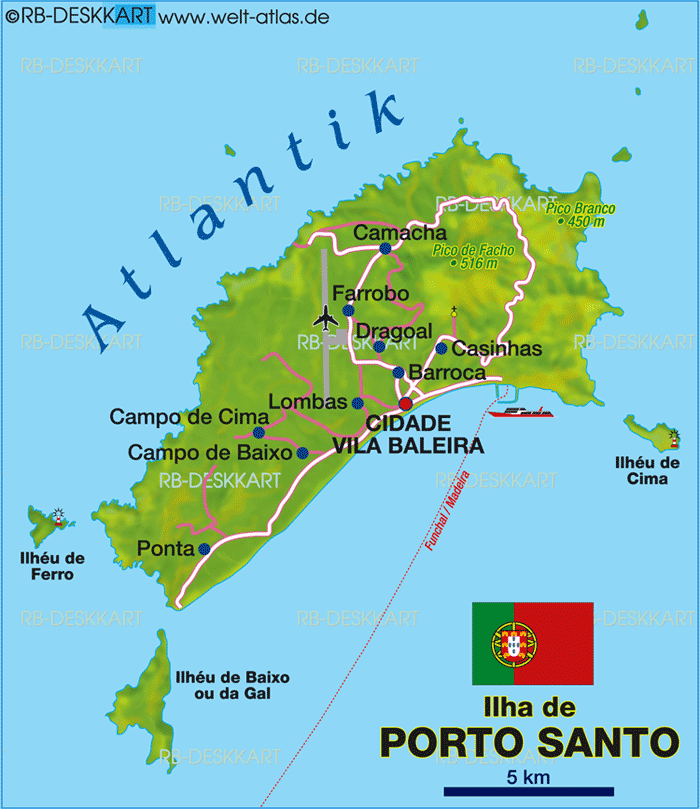 Map of Porto Santo (Island in Portugal)