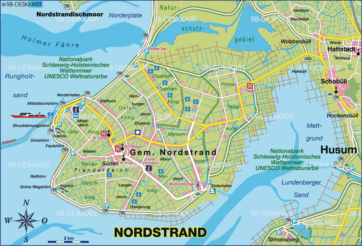 Karte von Nordstrand (Region in Deutschland, Schleswig-Holstein)