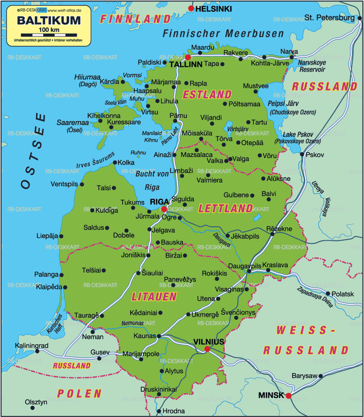 Karte von Baltikum (Region in Estland  Lettland  Litauen)