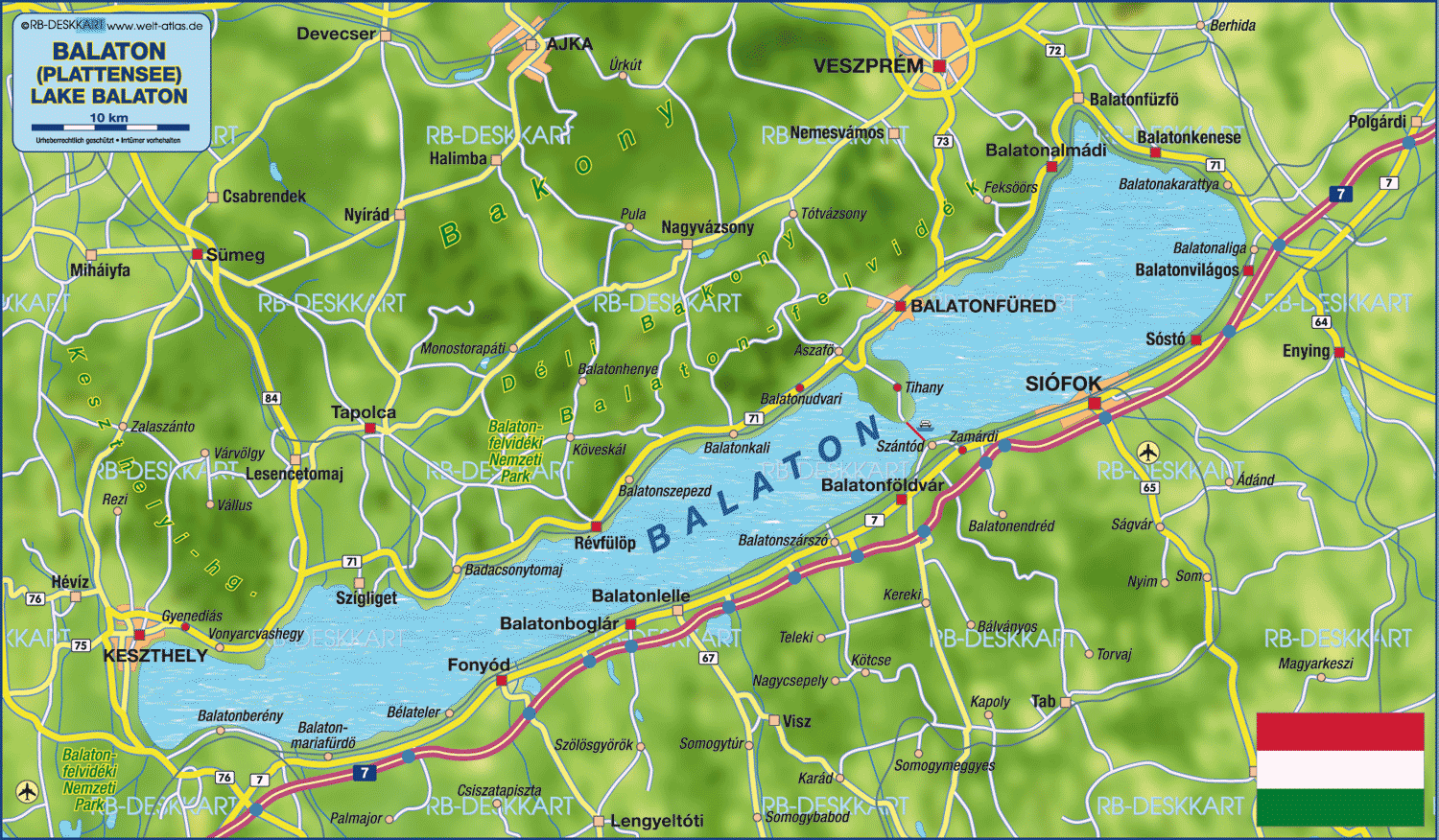 Map of Lake Balakon (Region in Hungary)