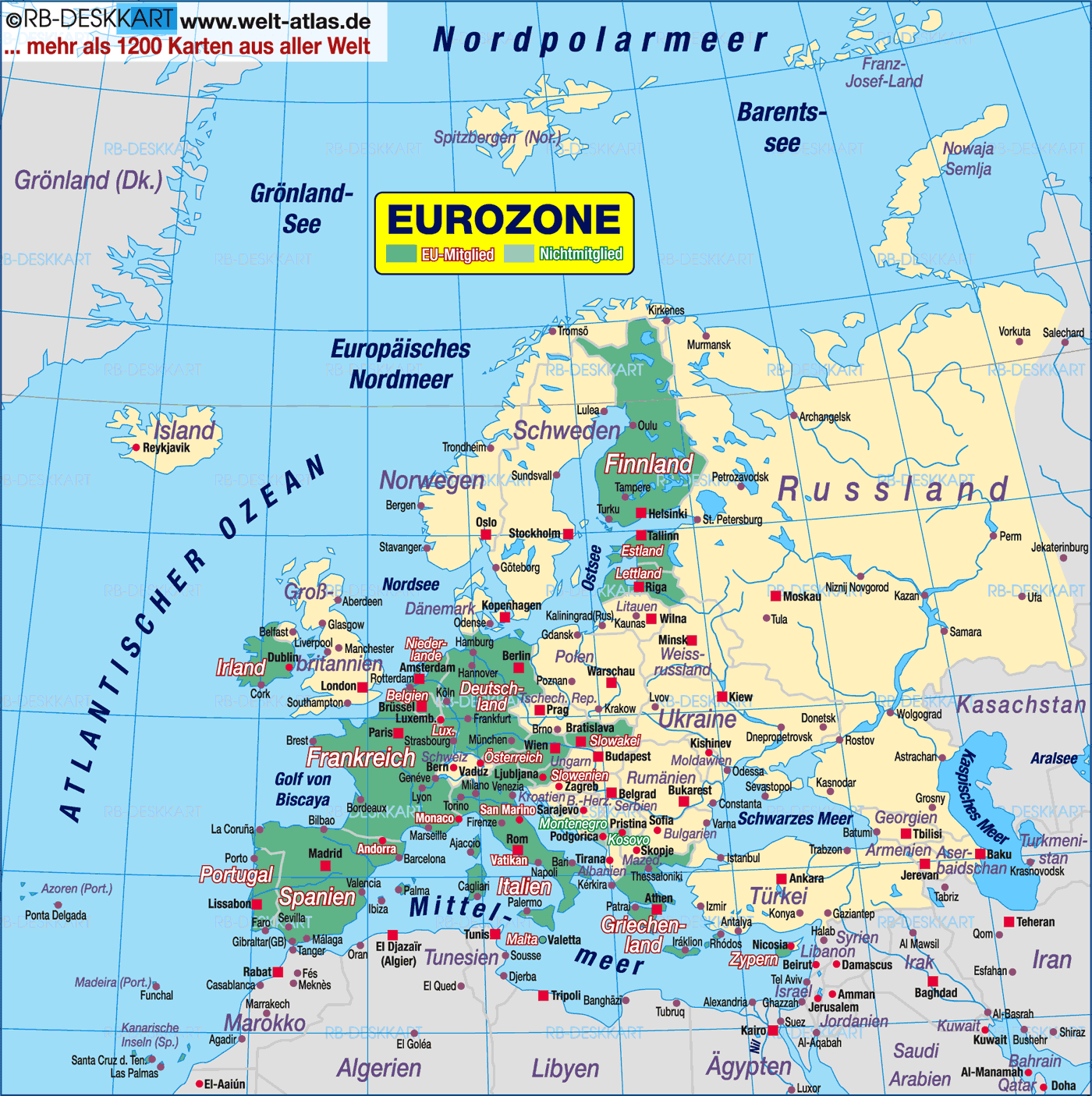 Karte von Eurozone (Region)