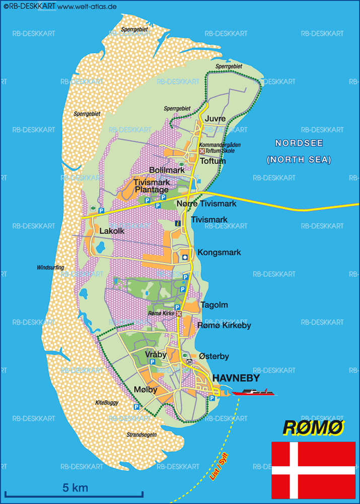 Karte von Römö (Insel in Dänemark)